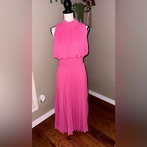 Calin by Flying Tomato L Pink Pleated Maxi Dress - BNWT Vibrant!